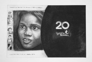 Edgar Diaz's drawing, entitled "Hope"   Photo by Chase Snyder