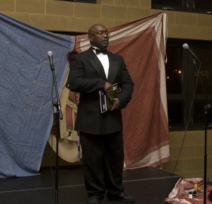 BSU Coffee House Tyrone, an employee of Sodexho, spoke at BSU's Coffee House in the Java Junction. Photo by Jordan Kauffman.