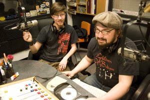 2 hours 2 kill Paul Boers (left) and Scott Lehman have had their show, "2 hours 2 kill" on 91.1 The Globe for four years now. Photo by Chase Snyder.