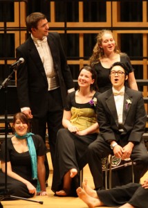 earthtones-web-tim-blaum Saechan Lee (Right) and a group of others perform a folk song at the annual Earthtones concert. Photo by Tim Blaum.