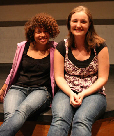 gina-grace-recital-web-julia-baker1 Gina Stutzman (left) and Grace Eidmann have prepared for their upcoming senior theater recitals all semester. Photo by Julia Baker.