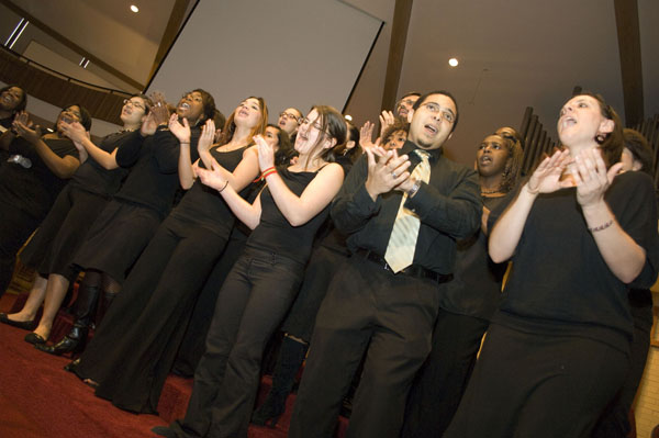 voicesnharmony-web-jodi-beyeler-pr The Voices-n-Harmony Gospel Choir sang a concert for Martin Luther King Day this year. Photo by Jodi Beyeler/PR Office.