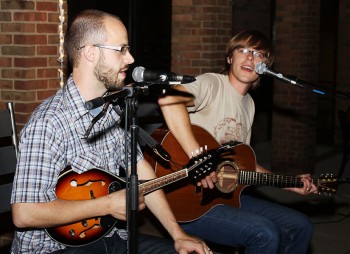 Jayber Crow Indie-folk band Jayber Crow kicked off thier midwestern tour Monday night on the lawn outside the Java Junction. Photo by David Zwier.