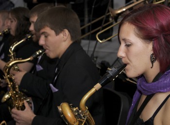 Sing and Swing Adriel Santiago and Rachel Mast played with Lavender Jazz at Sing and Swing, which is usually considered an Hour After, though this year it was incorporated into October's First Friday events. Photo by David Zwier.