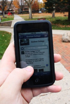 facebook1-tim Facebook usage on campus, via portable devices or home computers, is almost a way of life. Photo by Tim Blaum.
