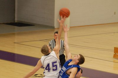 Tipoff of basketball game