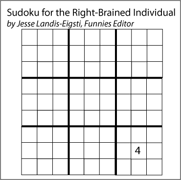A sudoku puzzle with only one number (4) filled in
