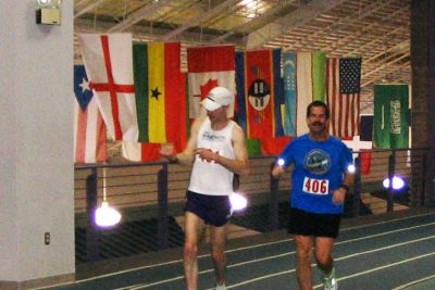 Runners during indoor marathon