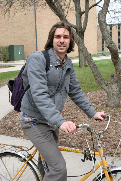 Jesse Yoder pauses for a picture while biking