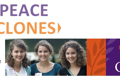 A fake Goshen College poster reading: "Make Peace with Clones: Faith Based Genetic Multiplication Committed to Increasing the Student Body"