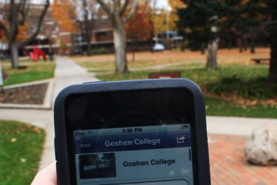 Student uses facebook app on cell phone