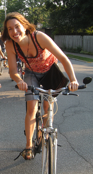 Andrea Kraybill on a bike