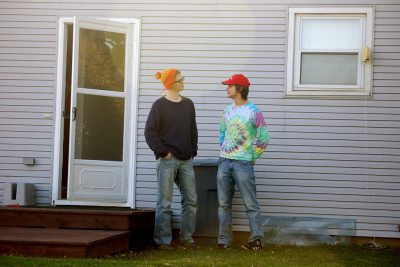 Brian O'Leary and Daniel Barwick stand in front of East Hall