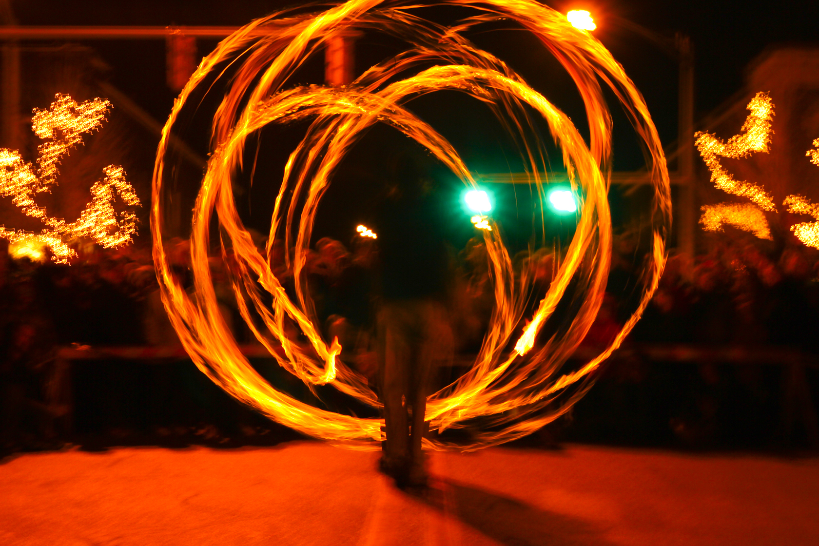 Photo of Pyrotation Nation's fire spinning performance