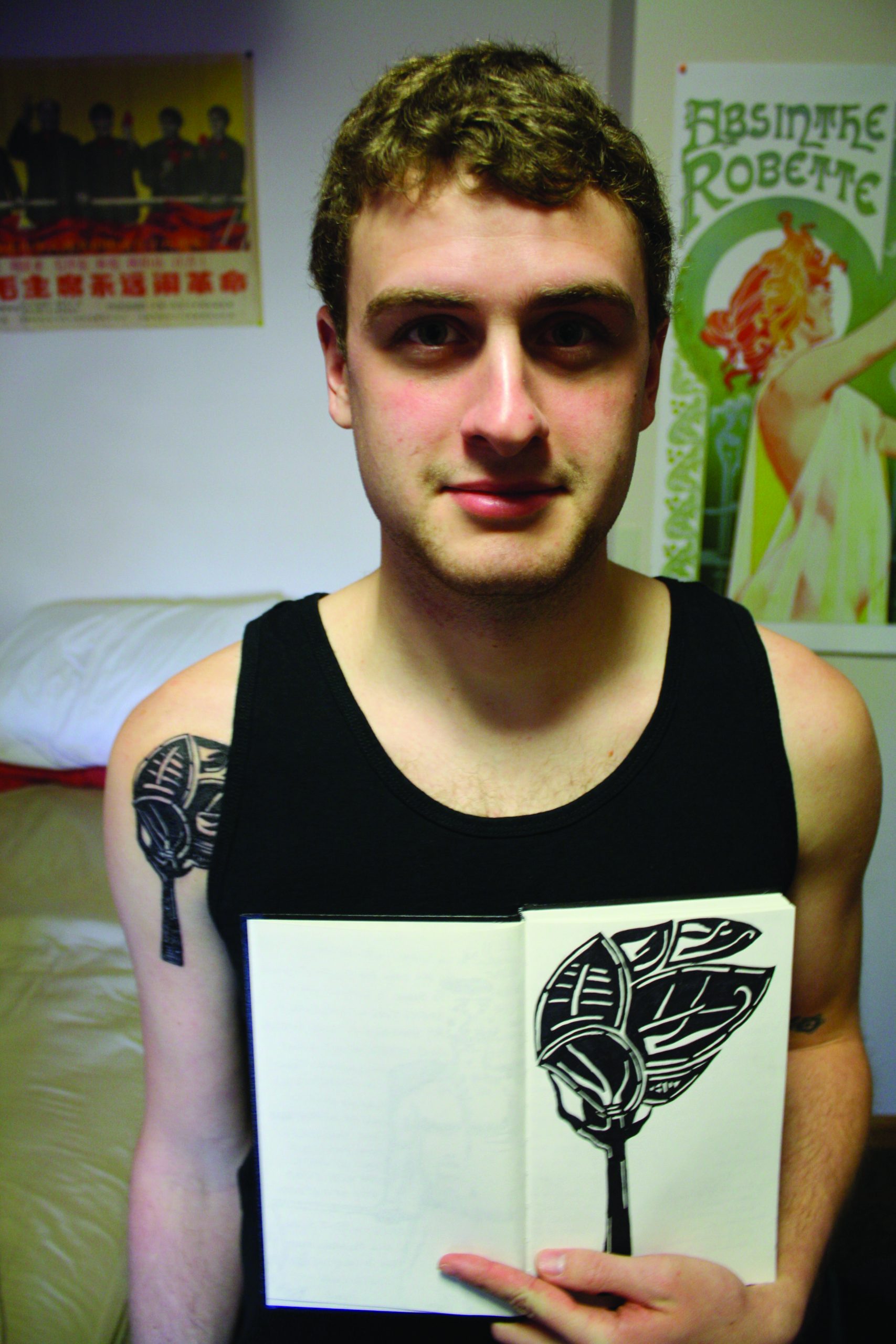 Ben Adams shows off his self-designed tattoo