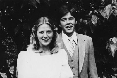 Black and white image of John Roth and Ruth Miller Roth on their wedding day