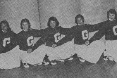 Five Goshen cheerleaders in 1958