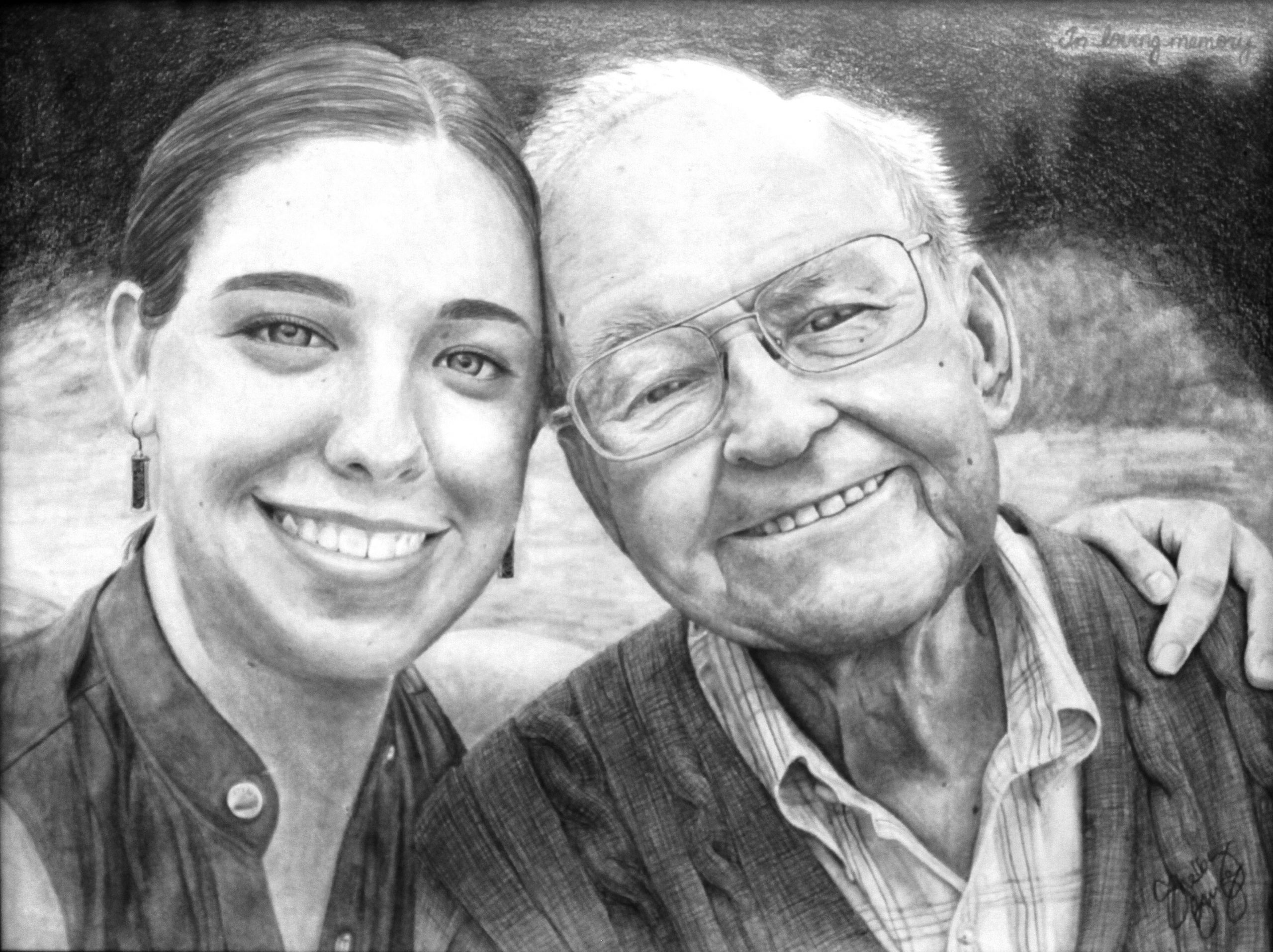 Shelby Burge's drawing of her and her grandfather