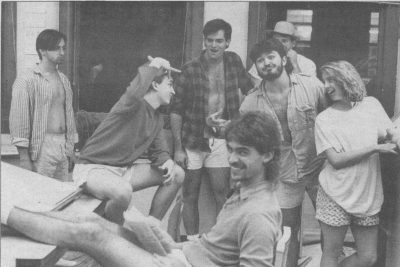 Students wear briefs for a picture in the 1988 Record "News in Briefs" column