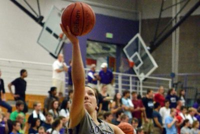 basketball team warming up