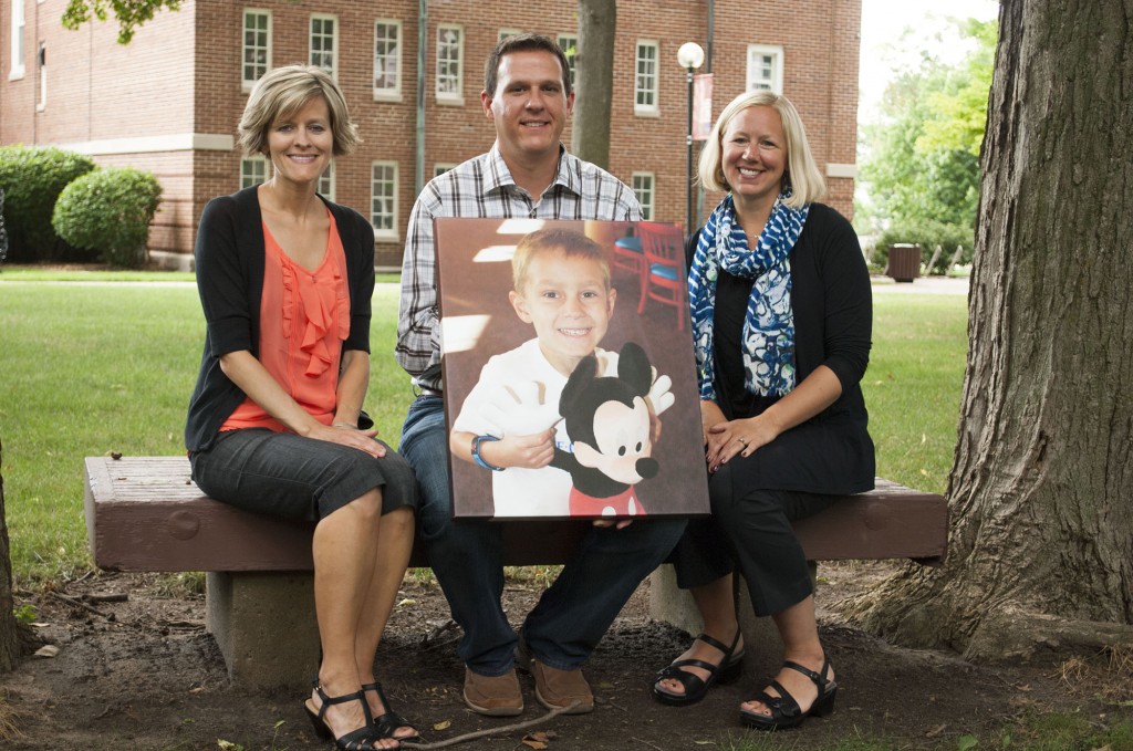 Lesley Rutt Dyck, the first recipient of the Isaac Steiner scholarship, with Isaac's parents, Rob and Sarah. Photo contributed by Comm Mar