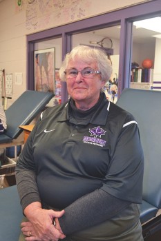 Linda Kaminskis, affectionately known as "K," is retiring after 11 years at Goshen as the head athletic trainer. Photo by Marissa Hochstetler.