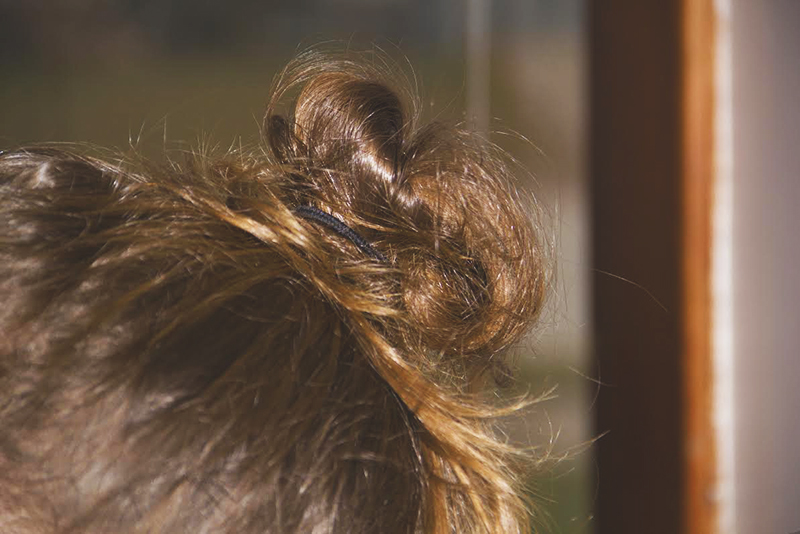 Closeup photo of a hair bun