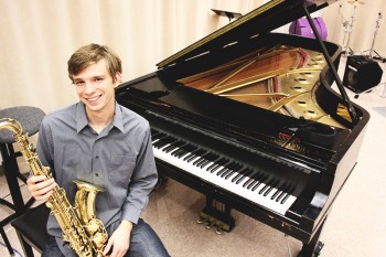 Jacob Penner reflects on the history of jazz as it connects to his experience with jazz on campus. Photo by Sadie Gustafson-Zook.