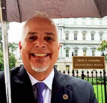 President James Brenneman takes a selfie outside the White House on Thursday, Nov. 19. He attended a discussion on environmental issues and sustainability, along with 50 other college leaders from around the U.S. Photo contributed by James Brenneman.