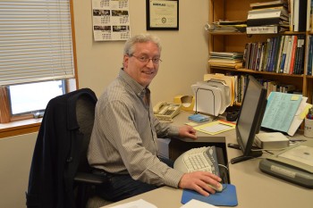 Jon Geiser, Business professor, teaches from a global perspective after operating businesses in Spain and England before settling back to Goshen. Photo by Maria Bischoff