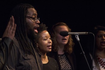Davonne Kramer, Black Student Union advisor, takes part in the MLK weekend events. Photo by Hannah Sauder