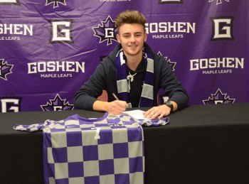 Ollie Smith is a first year from Thirsk, England. Ollie transferred to Goshen at the start of this semester and is on the men's soccer team. Photo by Maria Bischoff