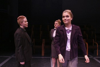 Christina Hofer, a senior, on the right, reflects on the challenges facing women in politics. Photo by Hannah Sauder