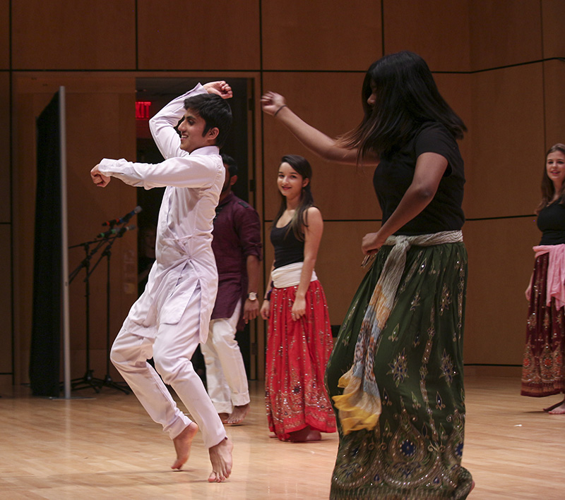 Sharma dancing on stage