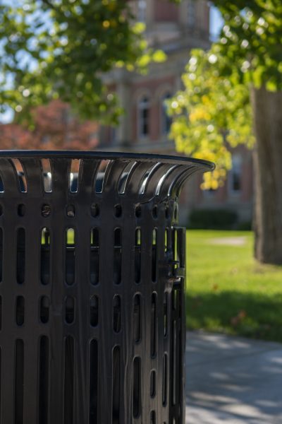 Trash can in front of city hall