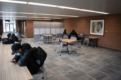 Students sit in the newly renovated Newcomer study area.